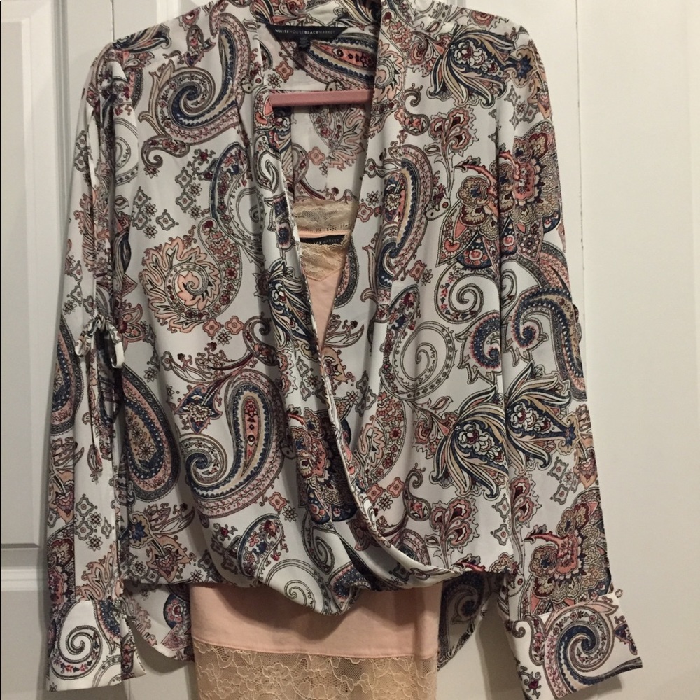 White House Black Market show sleeve blouse